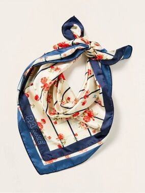 Parke x target Floral Navy & Cream Square Scarf NWT